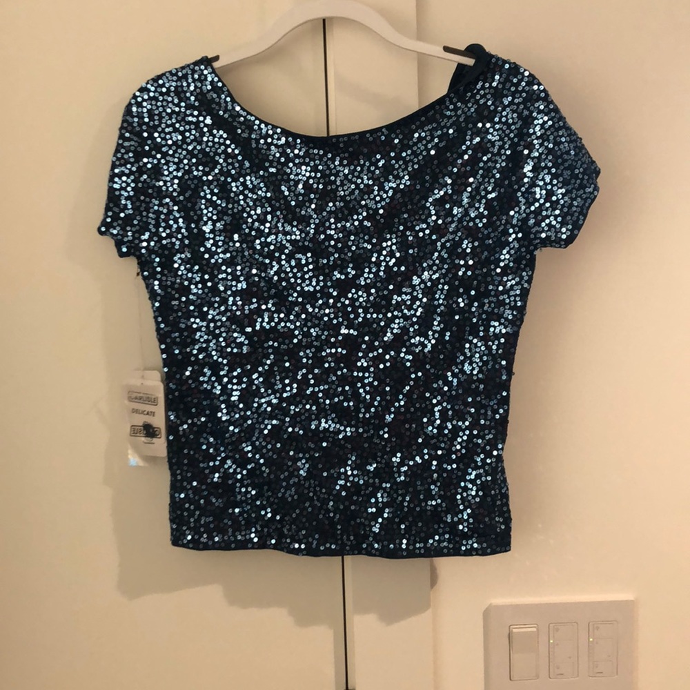 Dark teal sequin top from Carlisle